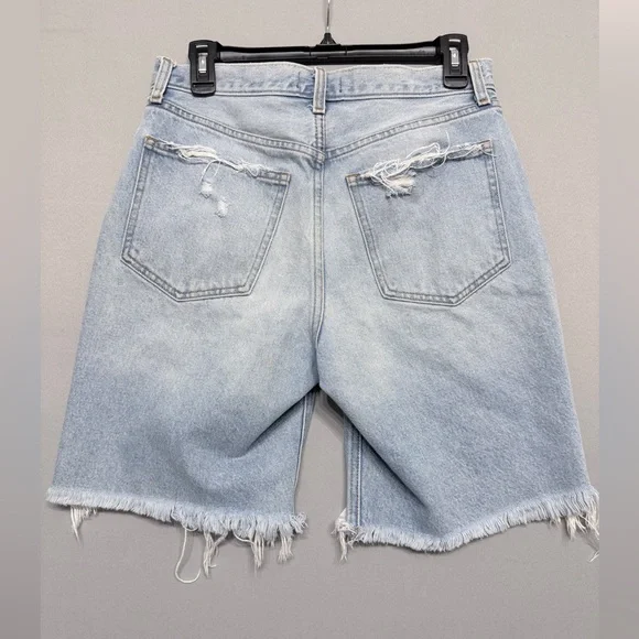 Abercrombie & Fitch Women’s Light Blue High Rise Denim Shorts Distressed Size 6 - Picture 4 of 10